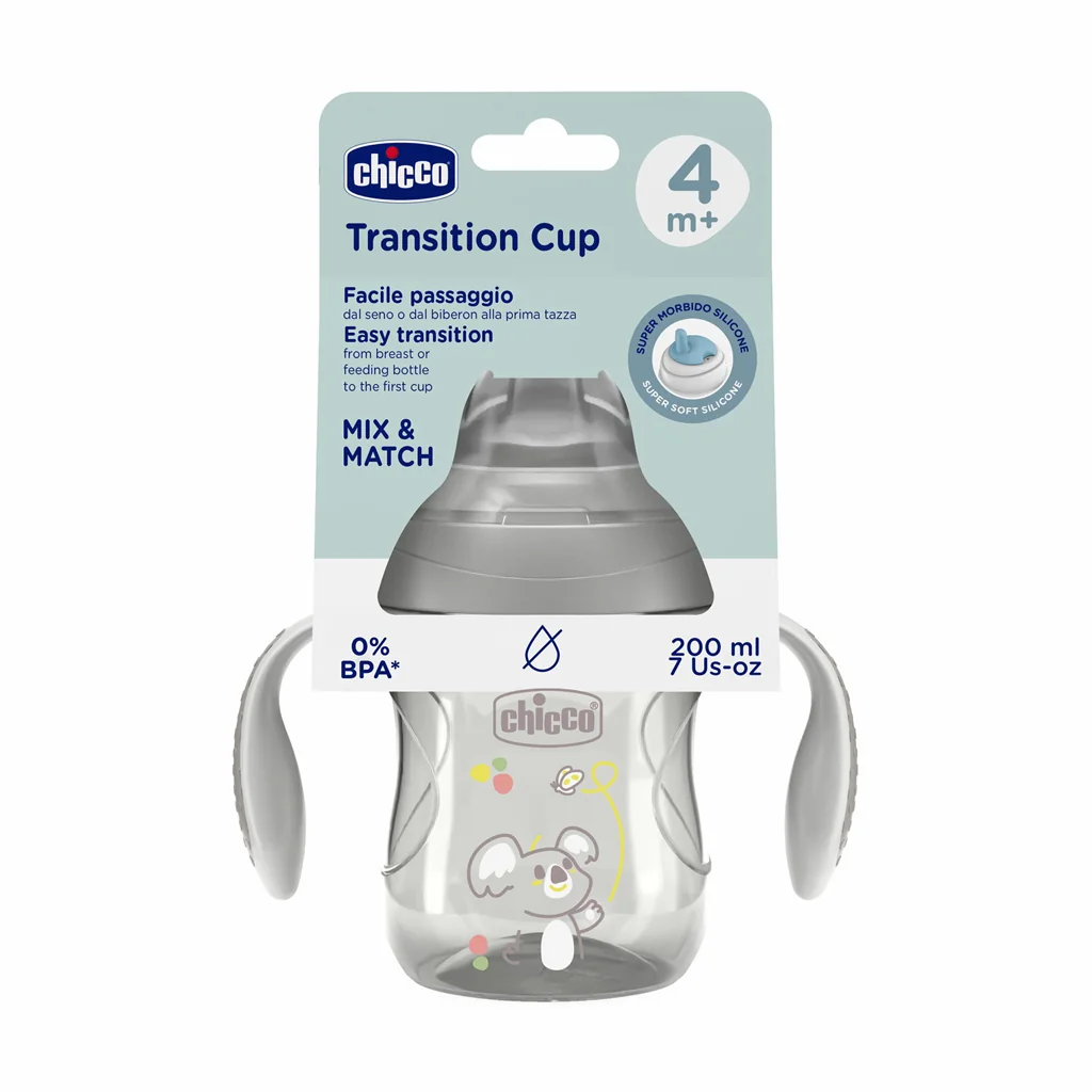CHICCO Hrnček Transition učiaci s držadlami grey, 4m+ 1x1 ks