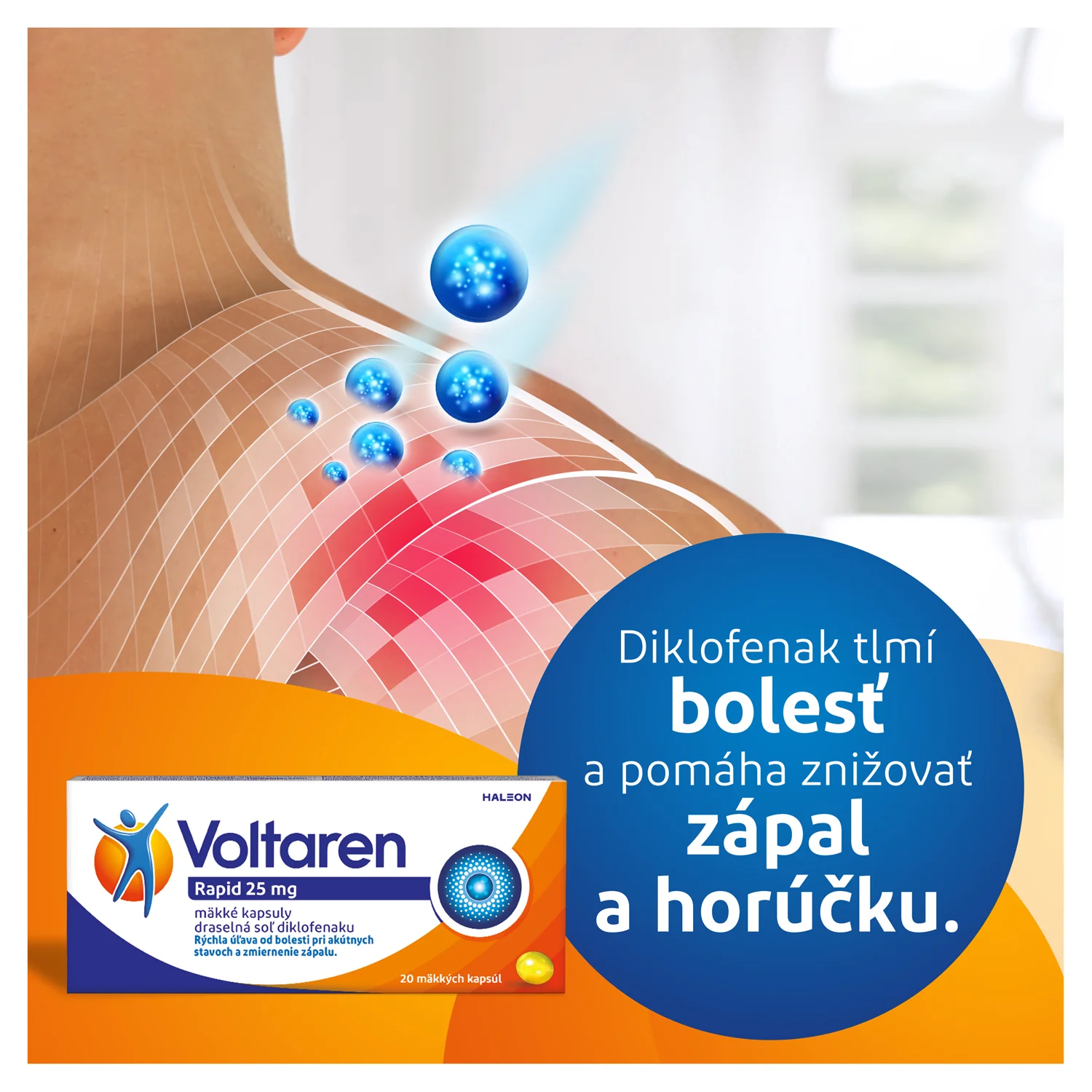 Voltaren Rapid 25 mg mäkké kapsuly 1x20 cps, rýchla uľava od bolesti s protizápalovým účinkom
