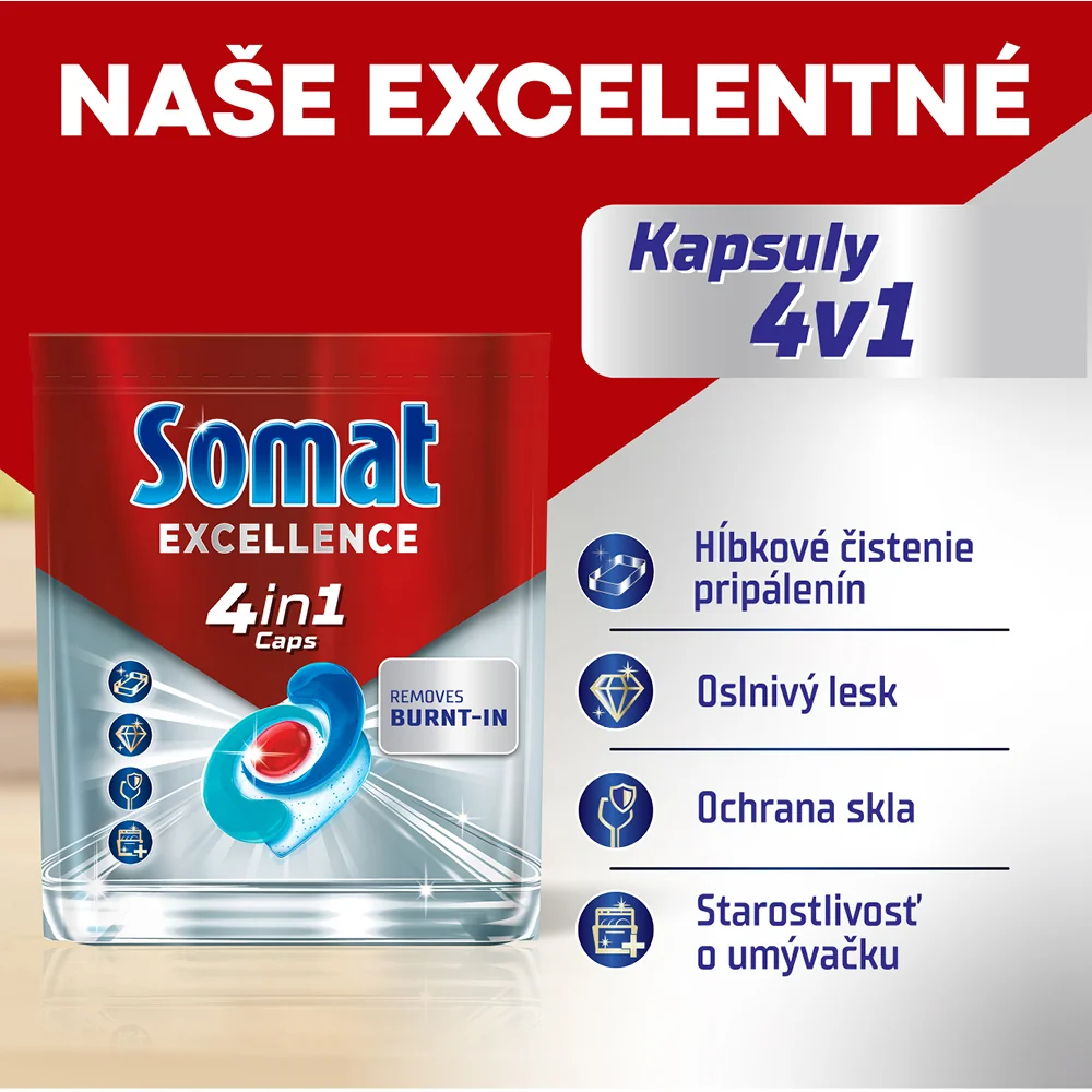 Somat Excellence kapsuly do umývačky riadu 75 ks 1×75 ks, kapsuly do umývačky