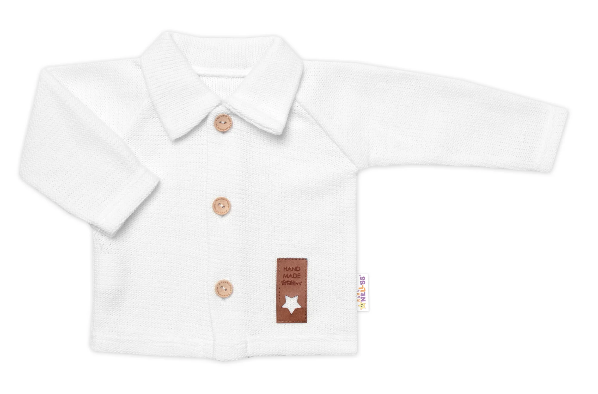 Pletený svetrík s gombíkmi Boy, Baby Nellys, biely, veľ. 74