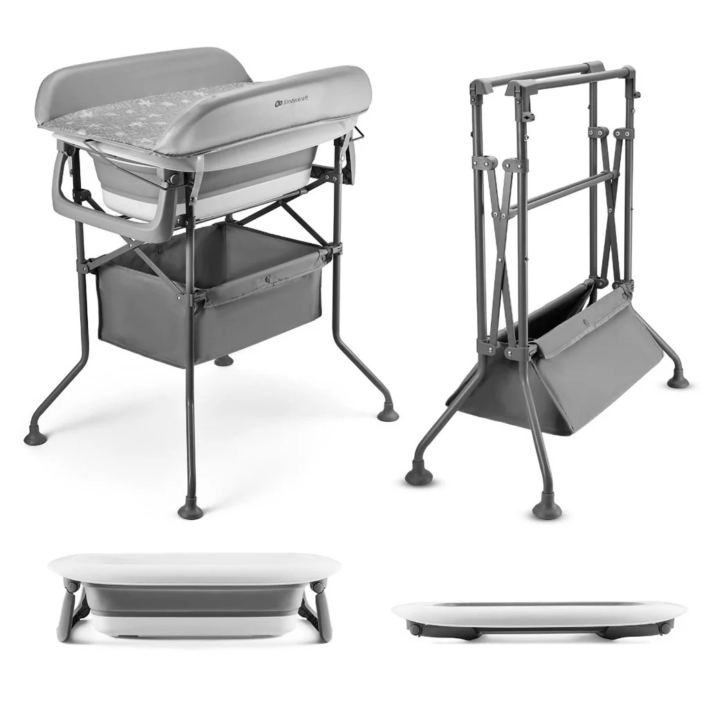 Stolík prebaľovací s vaničkou Bubbly Grey