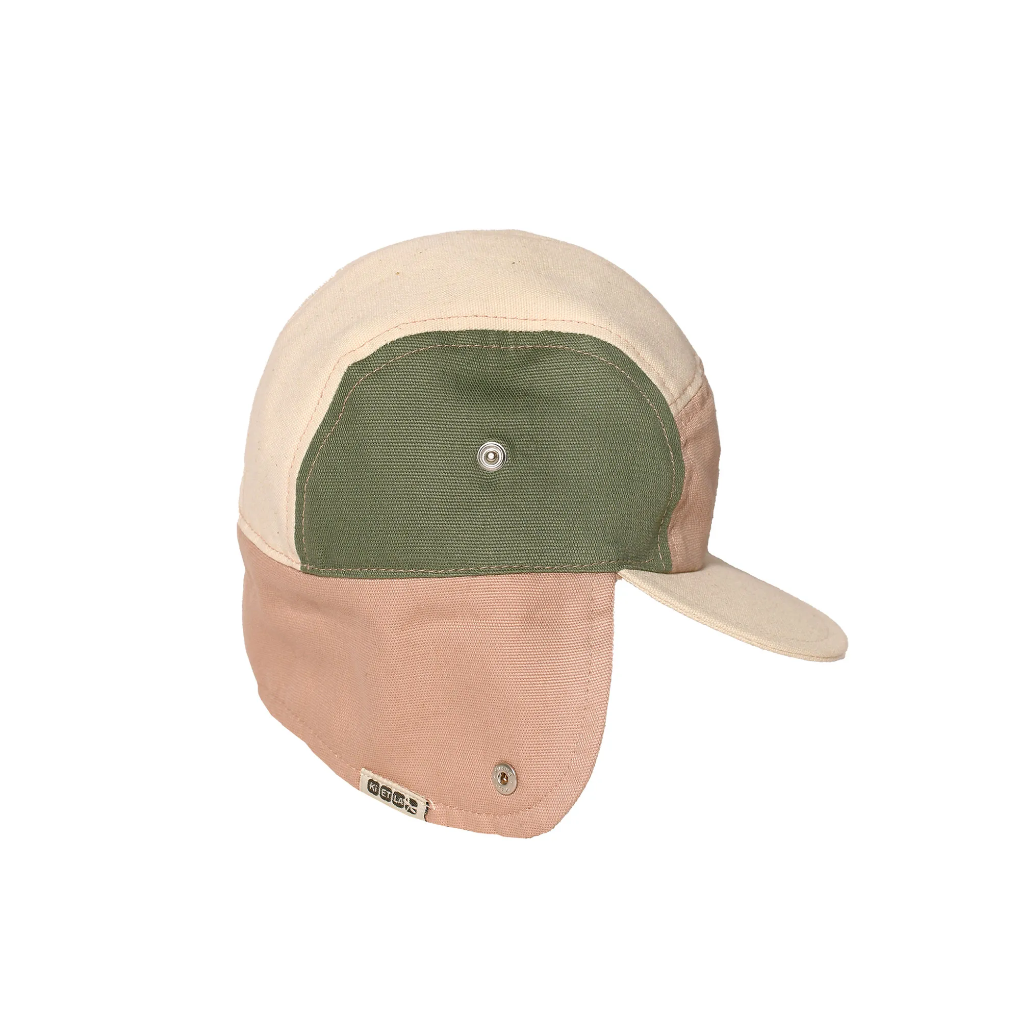 KiETLA šiltovka s ochranou krku s UV ochranou 1-2 roky - Green / Natural / Pink 1×1 ks, detská šiltovka
