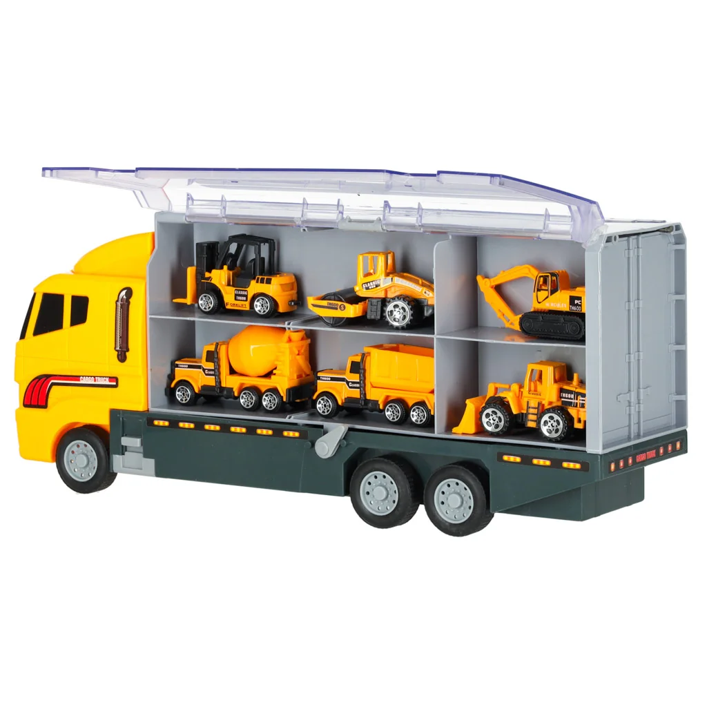 Tahač – transportér + 6 stavebných strojov, odpaľovač a úložné priehradky 