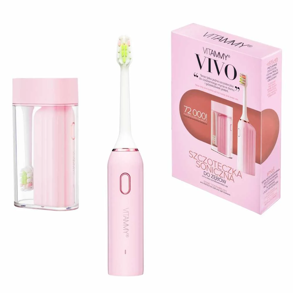 VITAMMY VIVO Pink Sonická zubná kefka s puzdrom, ružová 1×1 ks, sonická zubná kefka