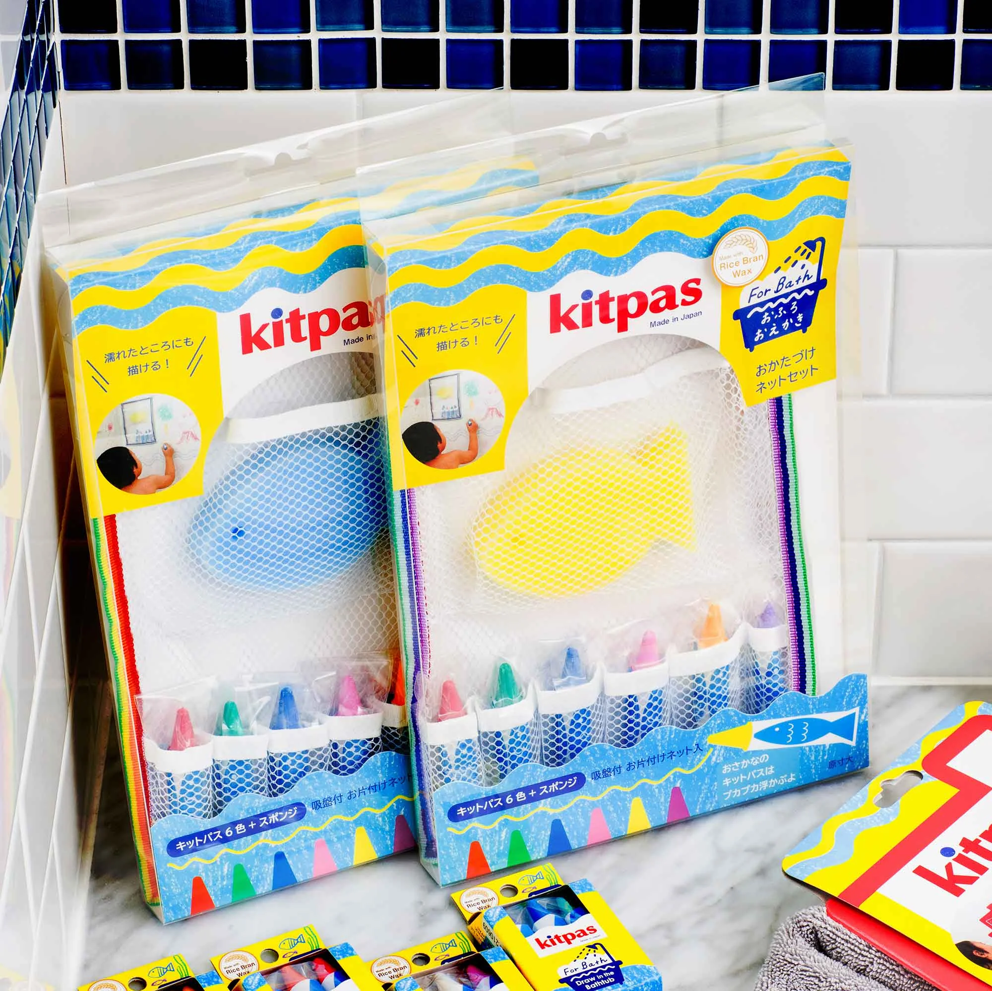 Kitpas sada voskoviek do kúpeľa so špongiou a sieťkou Yellow