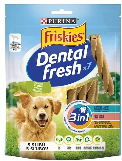 FRISKIES DENTAL FRESH 1x180g 1×180 g, doplnkové krmivo pre dospelých psov stredných a veľkých plemien
