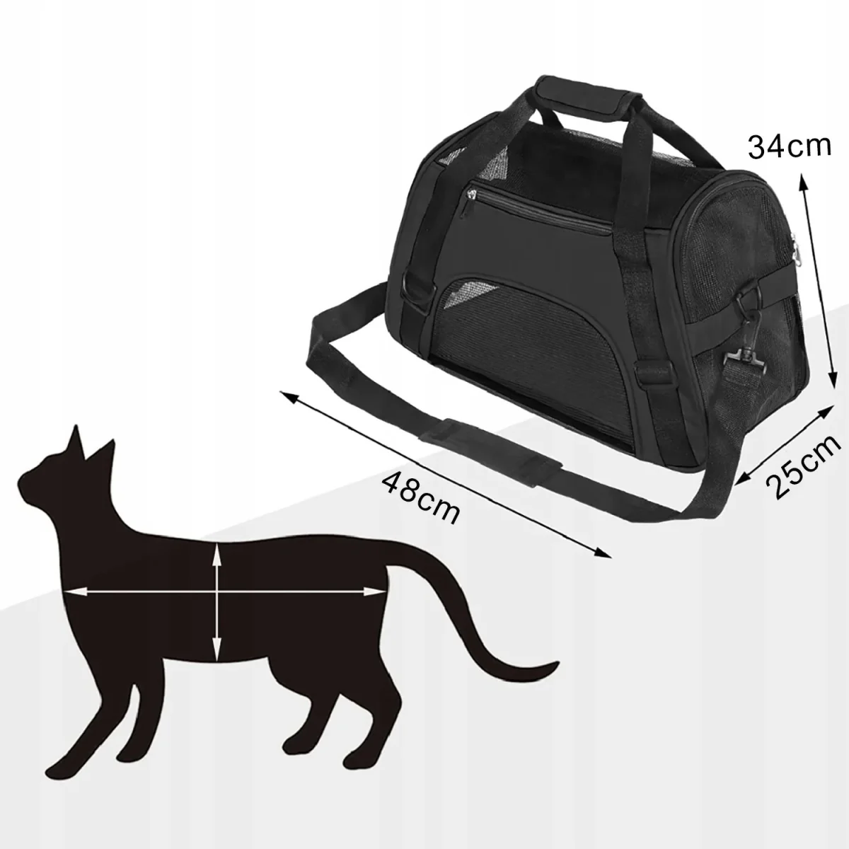 MG Animal prepravná taška pre mačky a psy 48x25 cm, čierna
