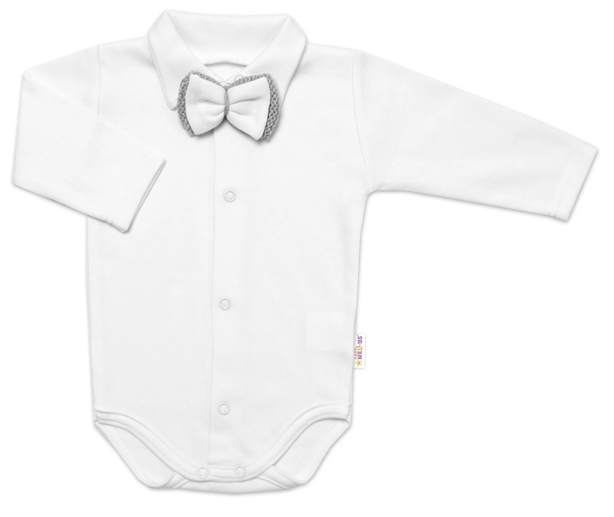 5-dielna pletená sada Baby Nellys, Boy, body, nohavice, sveter, čiapka, motýlik - šedá,68