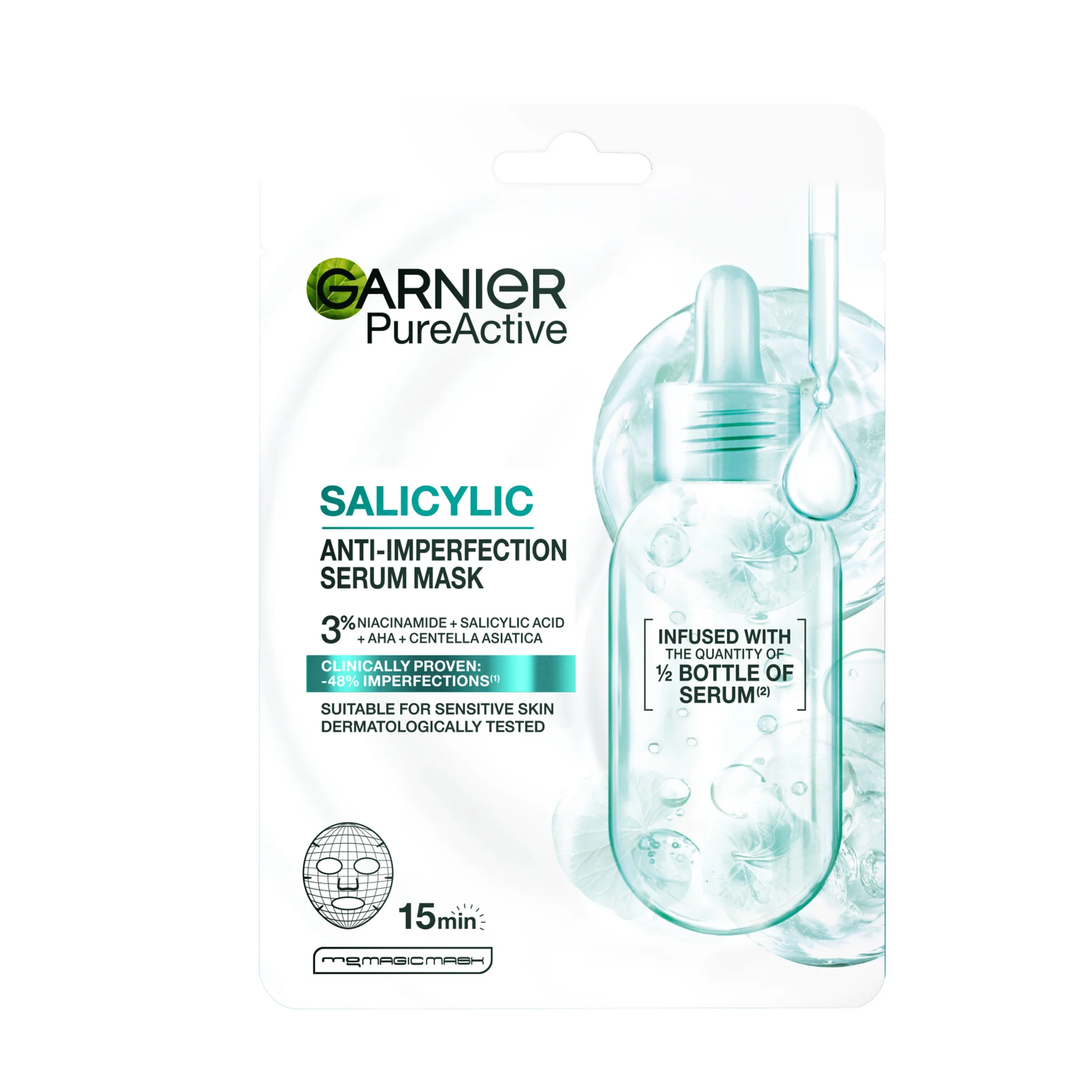 Garnier Pure Active Salicylic textilná sérum maska proti nedokonalostiam pleti s kyselinou salicylovou 1 ks