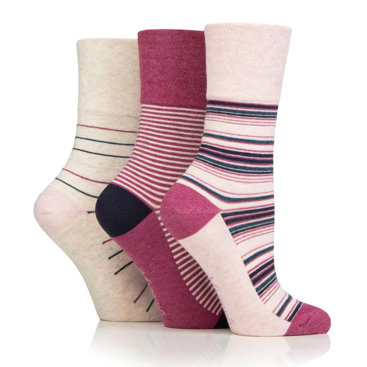 Dámske módne ponožky Gentle Grip MIXED STRIPE 3 páry lem bez gumičiek Veľkosť ponožiek 37-42