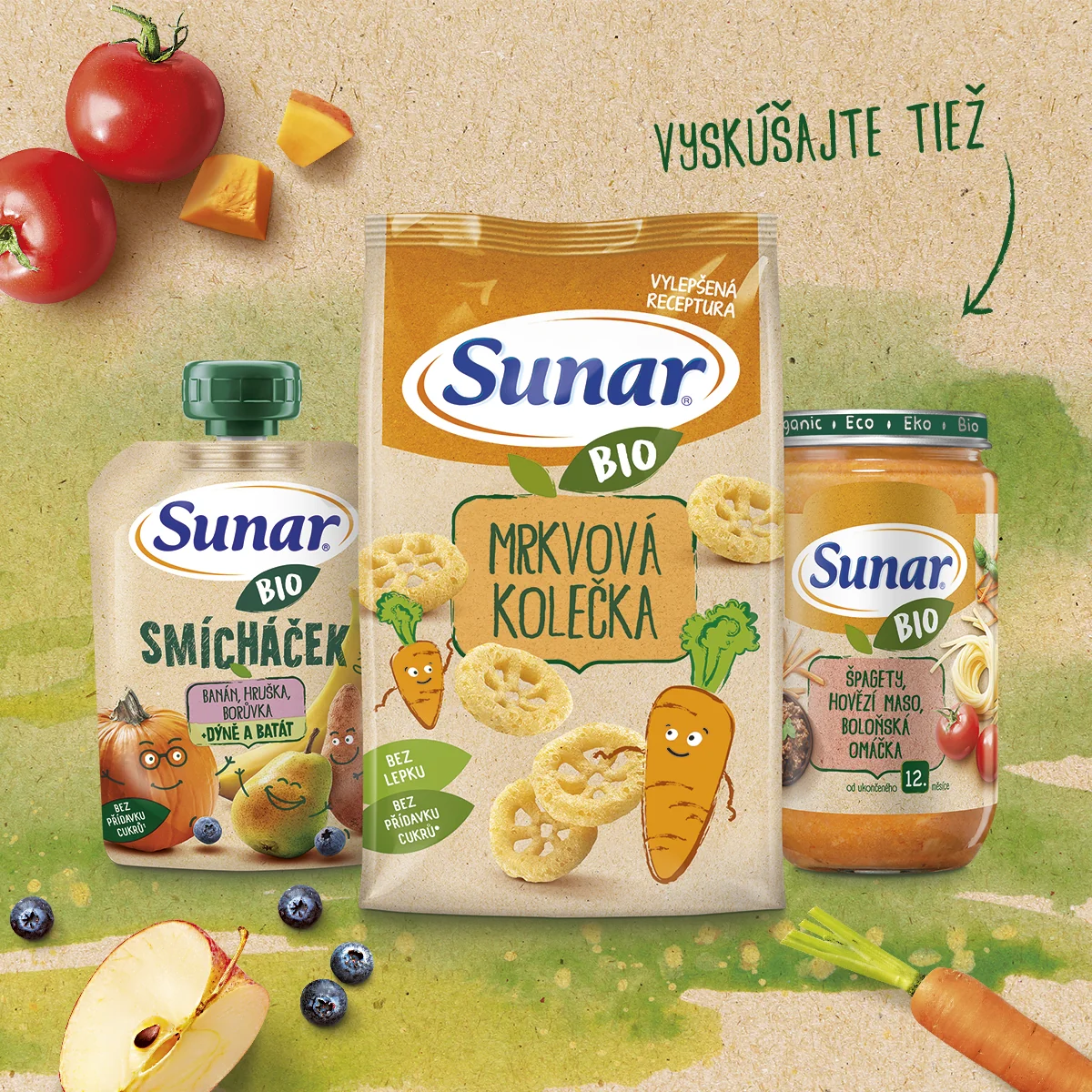 SUNAR BIO SMICHACEK mango, marhuľa, mrkva, fenykel 1×100 g, ovocný príkrm