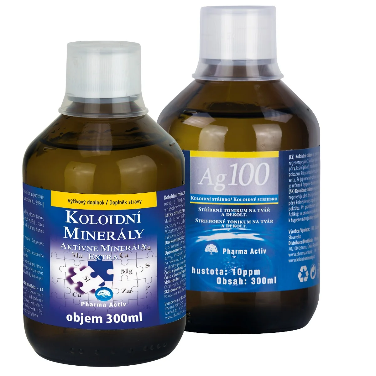 Aktívne minerály extra AKCIA 300ml + Koloidné striebro Ag100 10ppm 300ml+300 ml