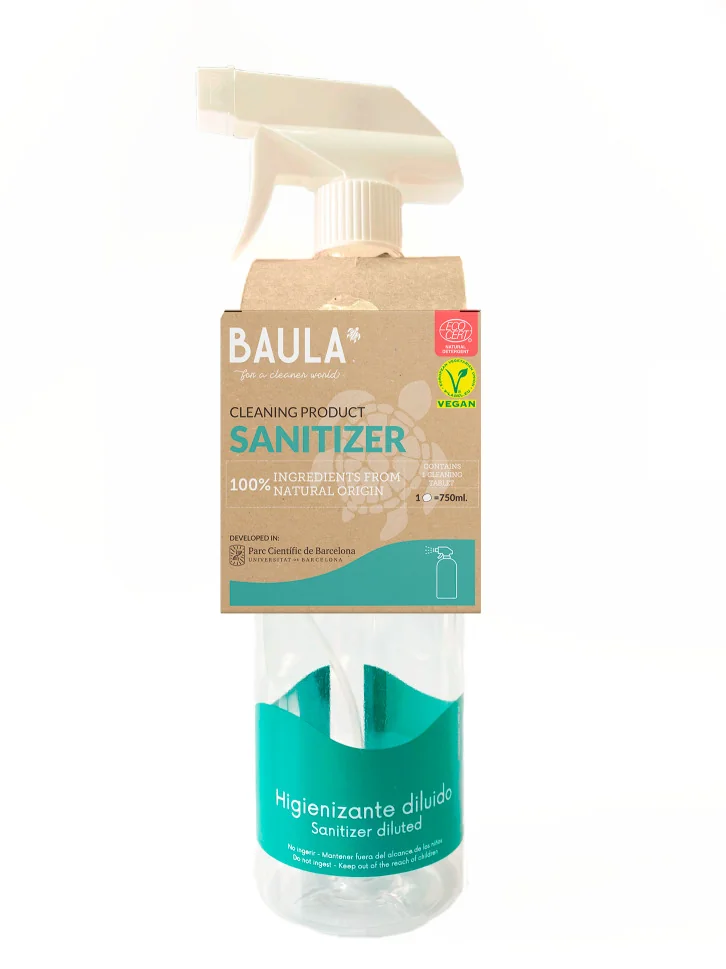 Baula štartovacia sada na dezinfekciu -fľaša a ekologický čistiaci prostriedok na dezinfekciu v tabletách 1×1 tableta / 5 g, čistiaci prostriedok
