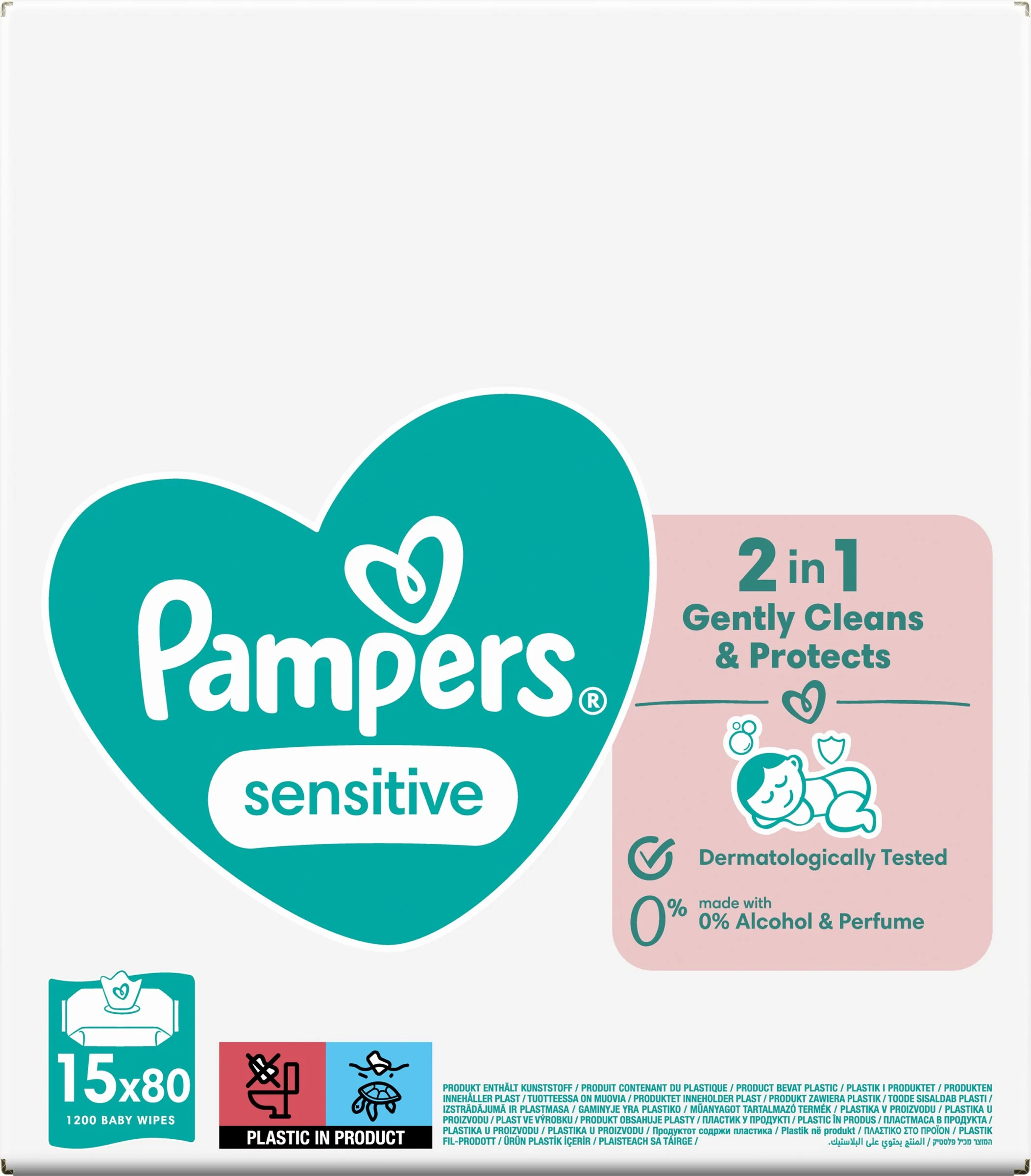 Pampers Wipes Box 1200ks (15x80) Sensitive 15×80 ks, vlhčené obrúsky