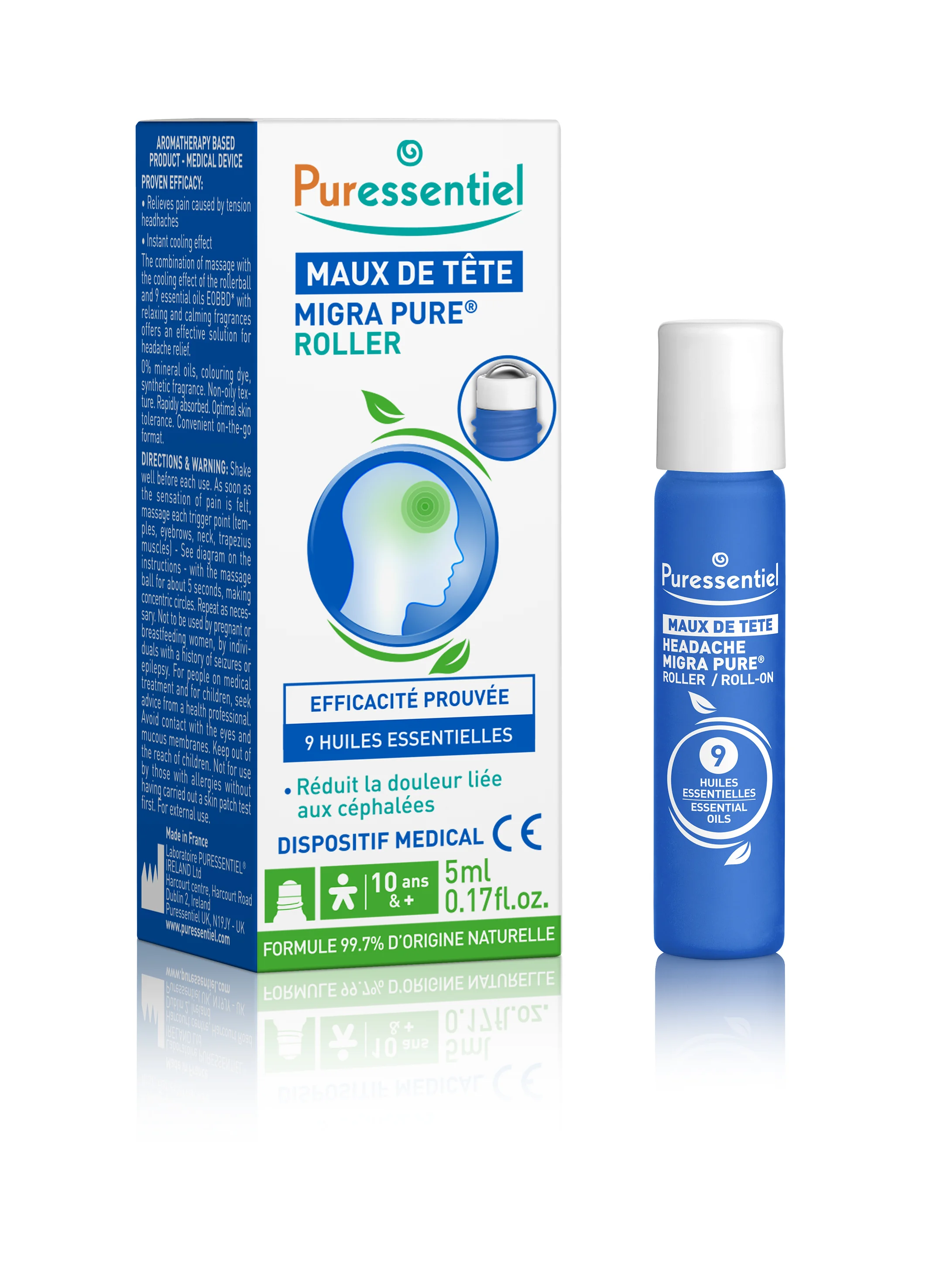 Puressentiel MIGRA PURE® Roll-on na bolesť hlavy 5ml 1×5 ml, na bolesť hlavy
