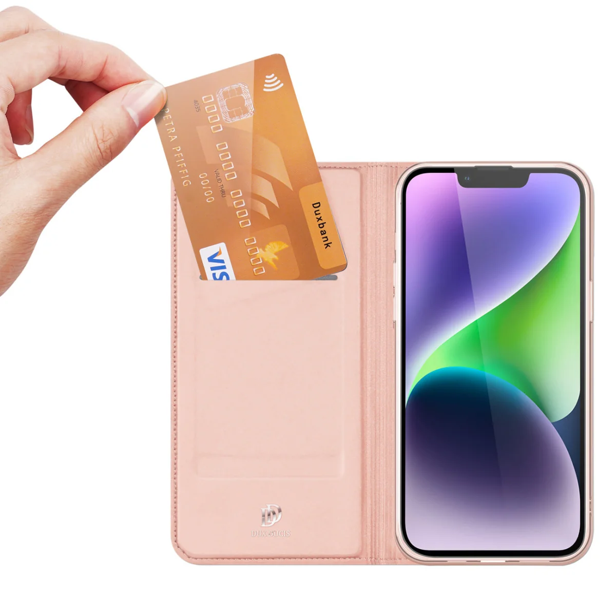 Dux Ducis Skin Pro knižkové puzdro na iPhone 15, ružové