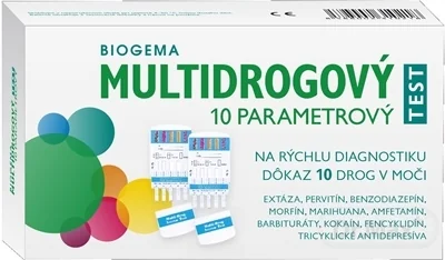 BIOGEMA Multidrogový test 10 parametrový 1×2 ks, na rýchlu diagnostiku 10 drog v moči