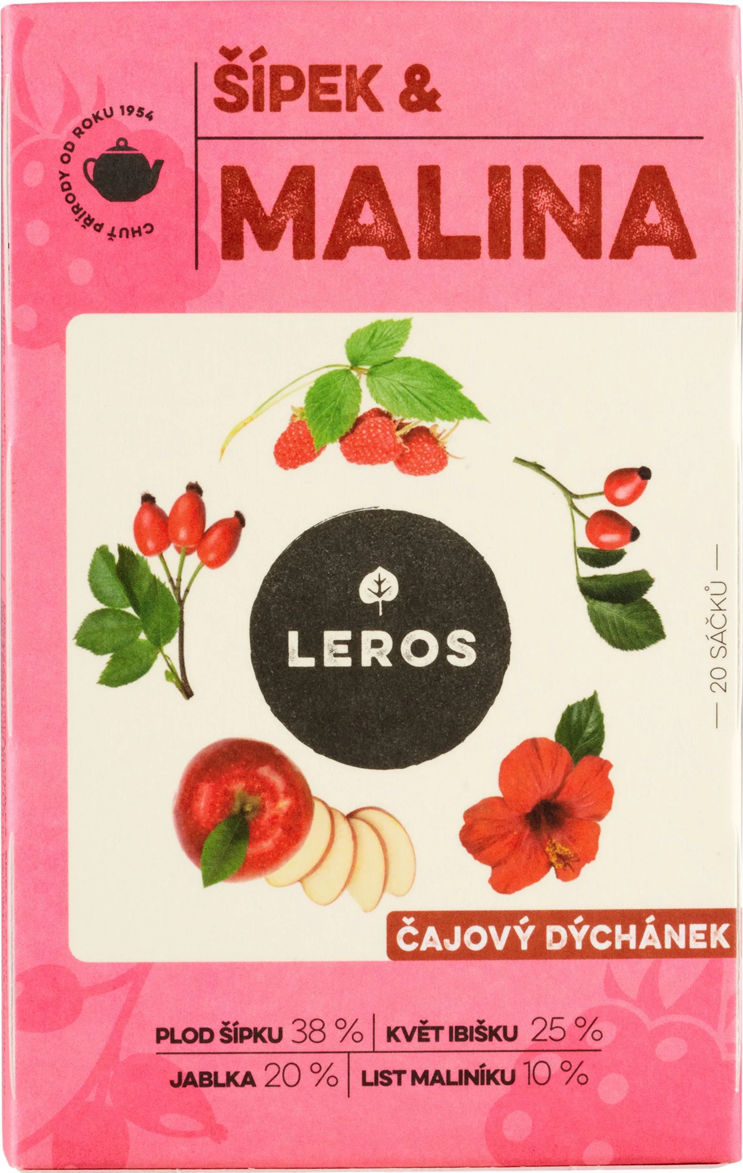 Leros Čajová Chvíľka Šípka & Malina 20×2 g, čajová zmes