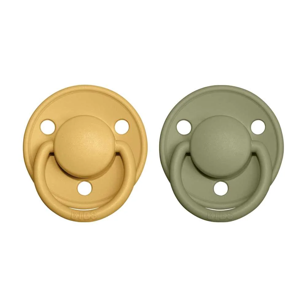 BIBS De Lux cumlíky z prírodného kaučuku honey bee/olive 1×2 ks, veľkosť 1