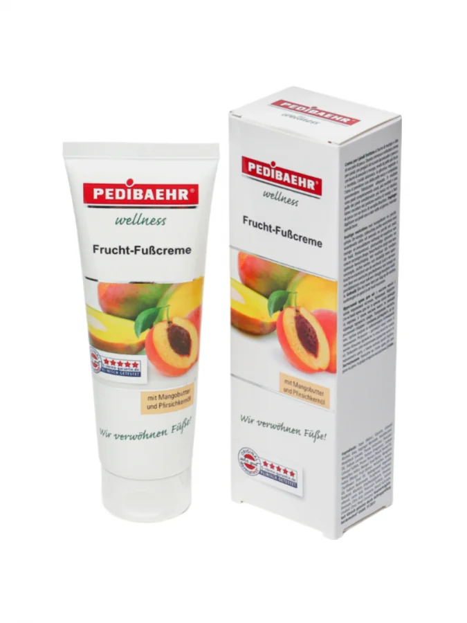 Krém na nohy na zmäkčenie a zvlhčenie pokožky ovocný broskyňa Pedibaehr, 125 ml
