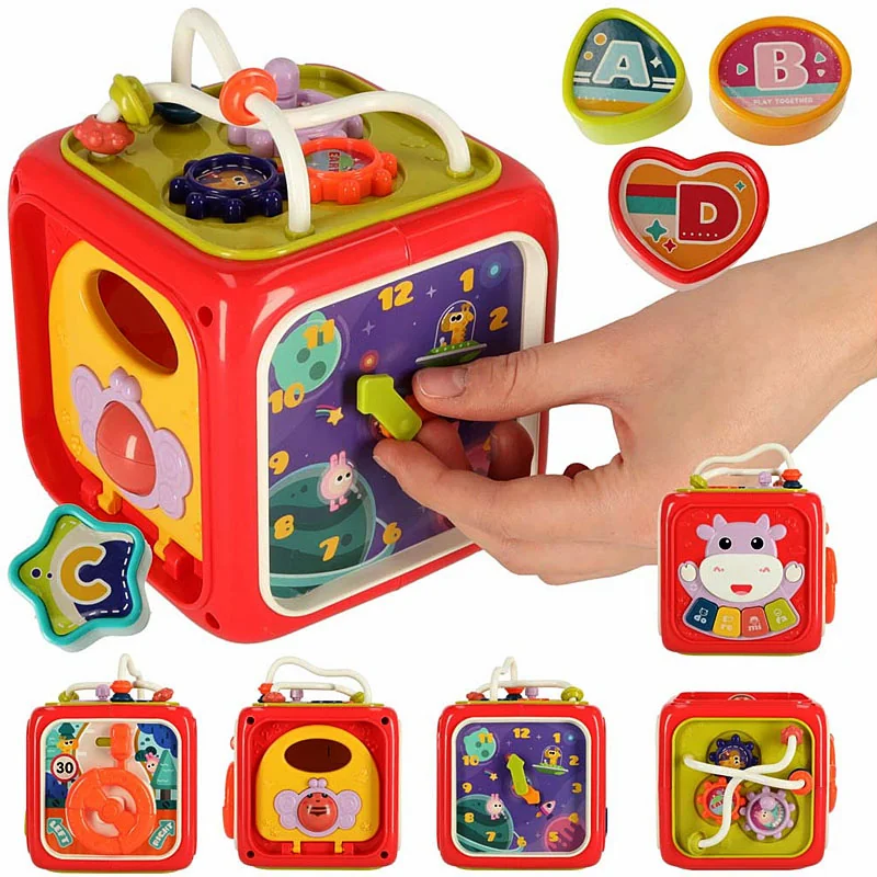 Kocka edukačná interaktívna ACTIVITY CUBE BOX 6v1 12x12x15,5cm modrá
