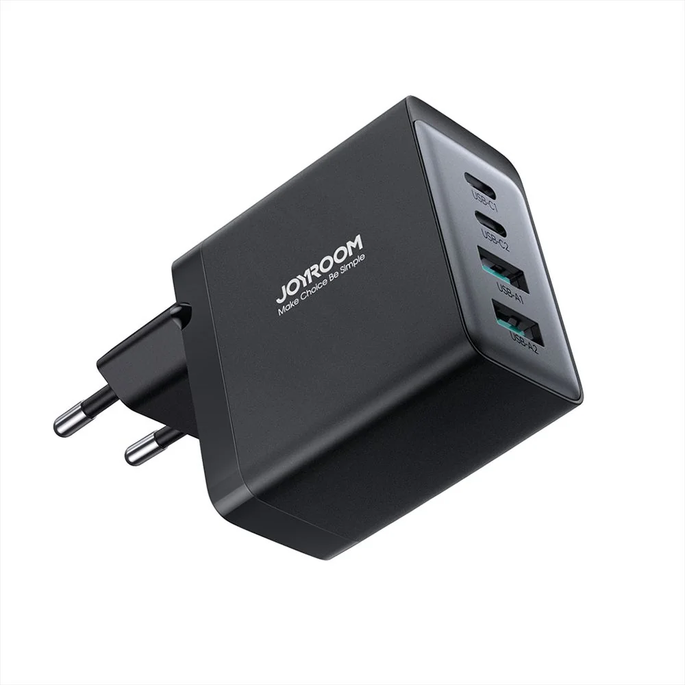 Joyroom TCG02 GaN sieťová nabíjačka 2x USB / 2x USB-C 67W + kábel USB-C, čierna C, čierna