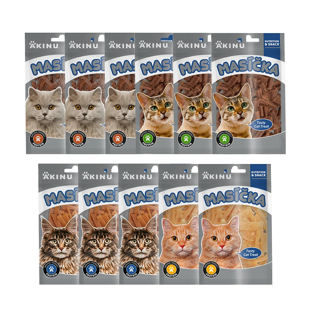 MASÍČKA Jehněčí & kachní & králičí & kuřecí pamlsek pro kočky 11 balení 50 g