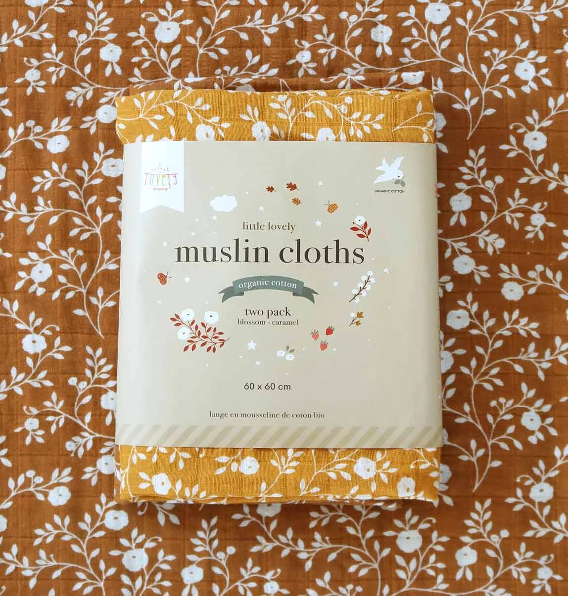 A Little Lovely Company - Mušelínové plienky, blossom - caramel - 2 ks