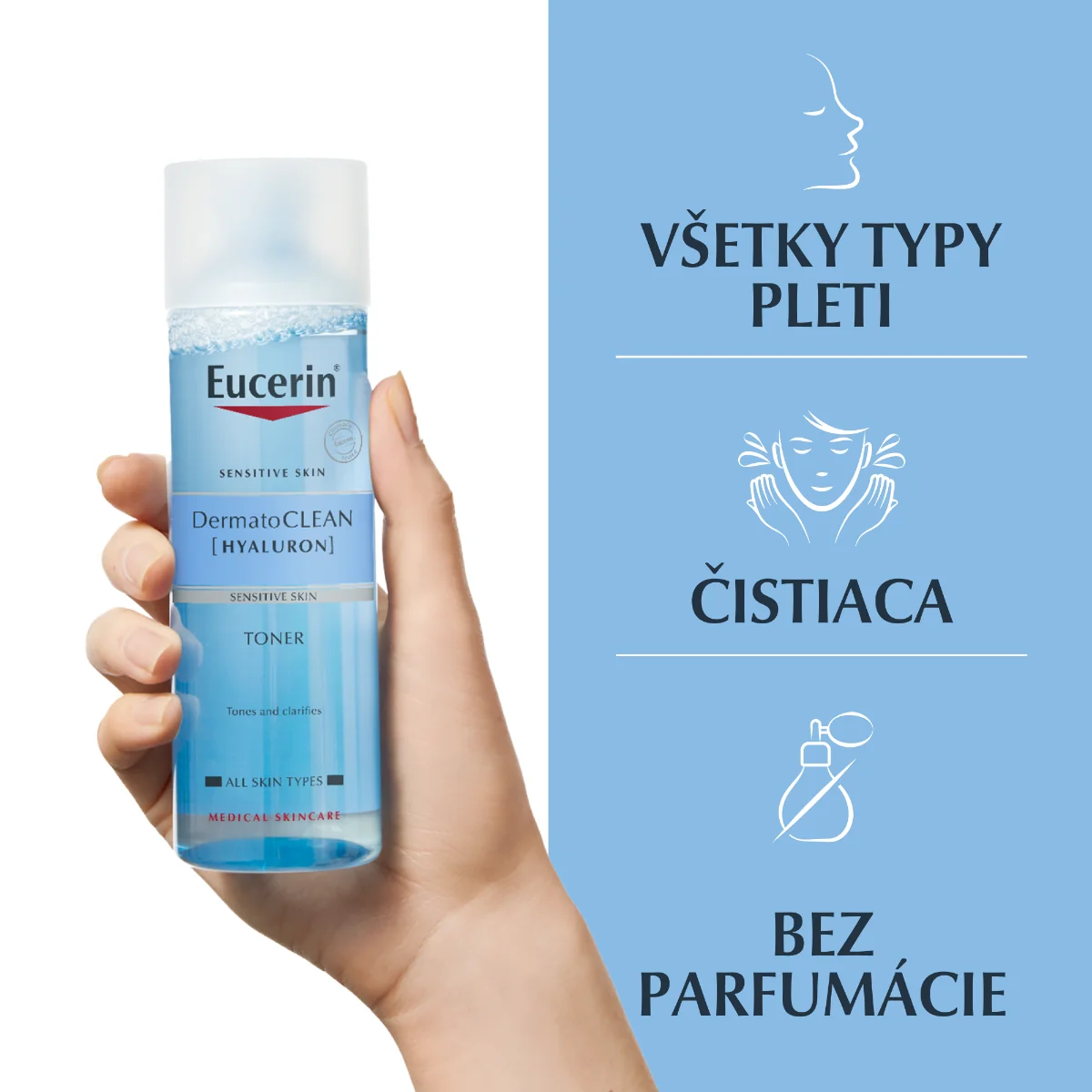 Eucerin DermatoCLEAN HYALURON TONER Čistiaca VODA 1×200 ml, citlivá pleť