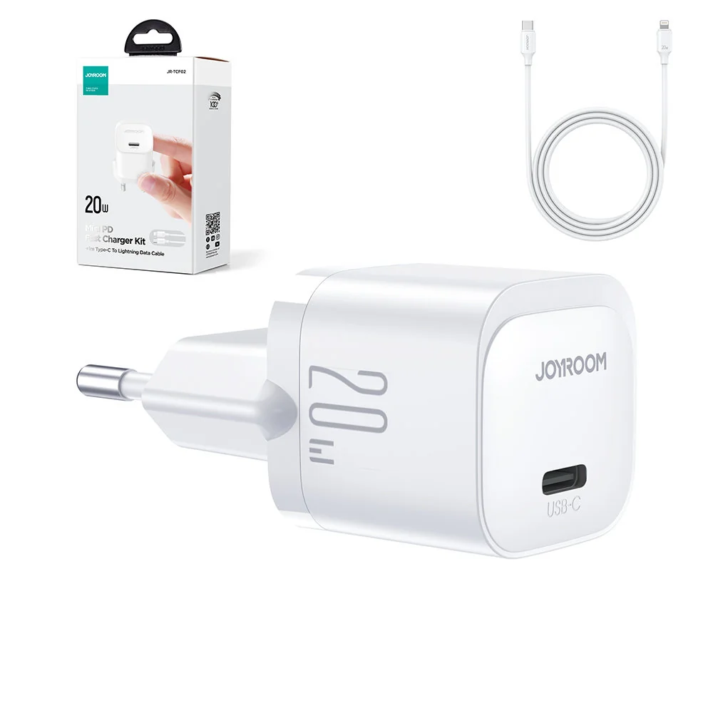 Joyroom JR-TCF02 sieťová nabíjačka 20W + kábel USB-C / Lightning, biela a