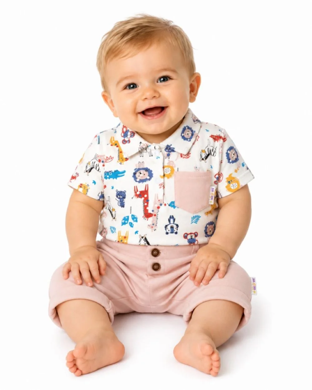 Baby Nellys 2-dielna sada body kr. rukáv, kraťasky, Safari - ecru/béžová, veľ. 98
