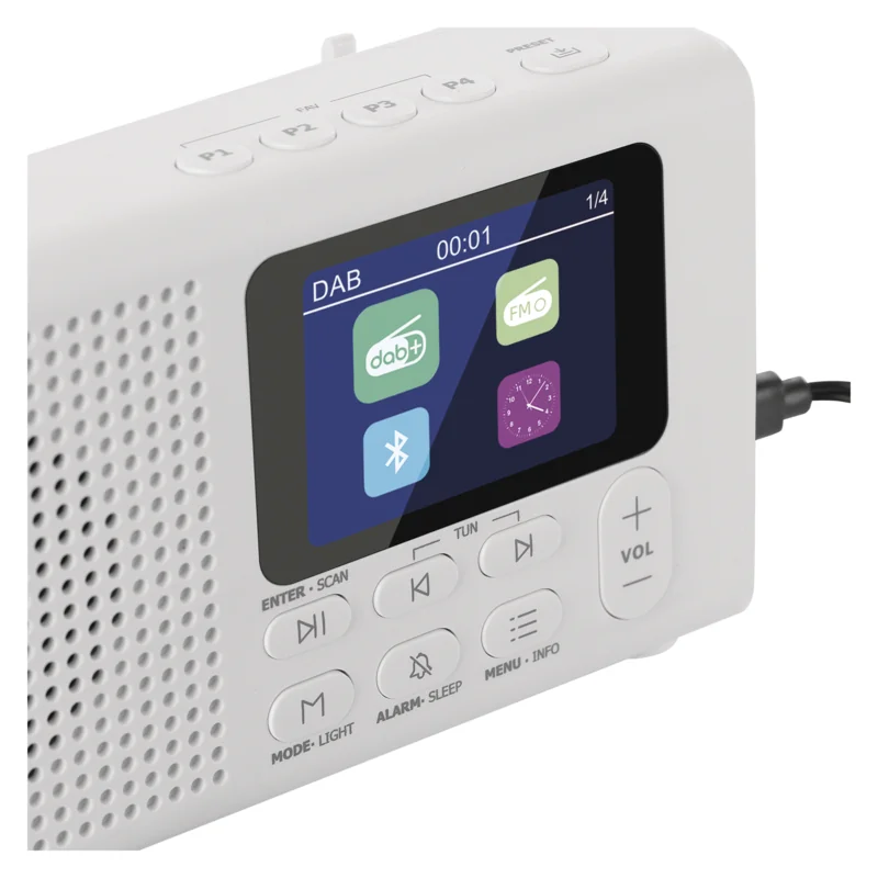 EMOS Prenosné rádio s Bluetooth, MP3, DAB / DAB+ / FM, biele 1 ks