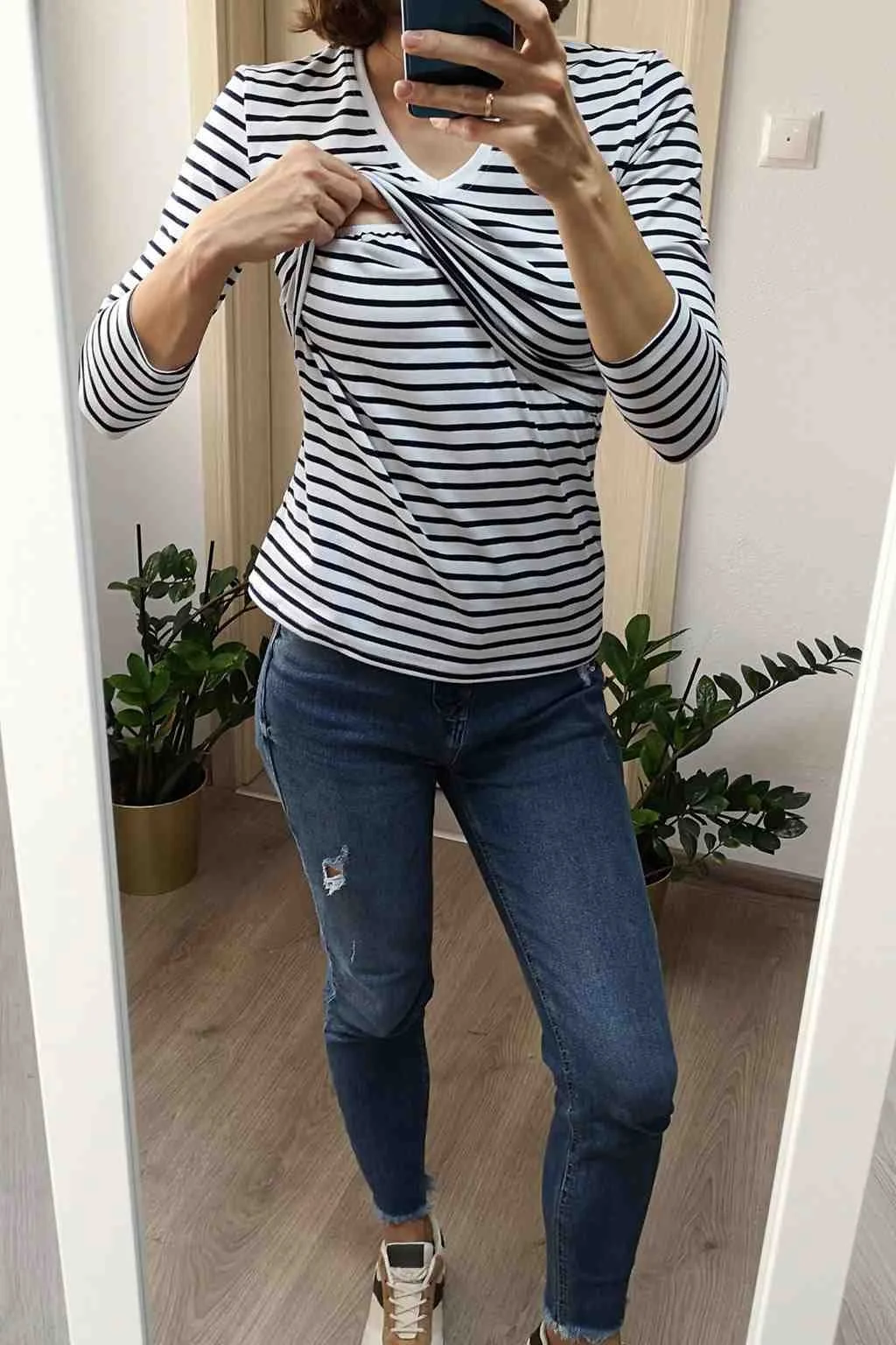 Tehotenské a dojčiace tričko Milk Shirt milk & love bielo modré