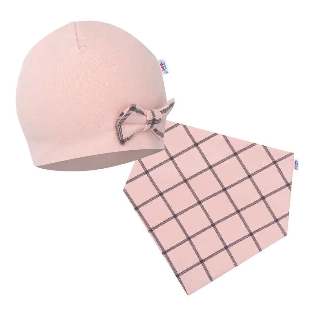 Dojčenská čiapočka s šatkou na krk  Missy ružová, vel. 86 (12-18m)