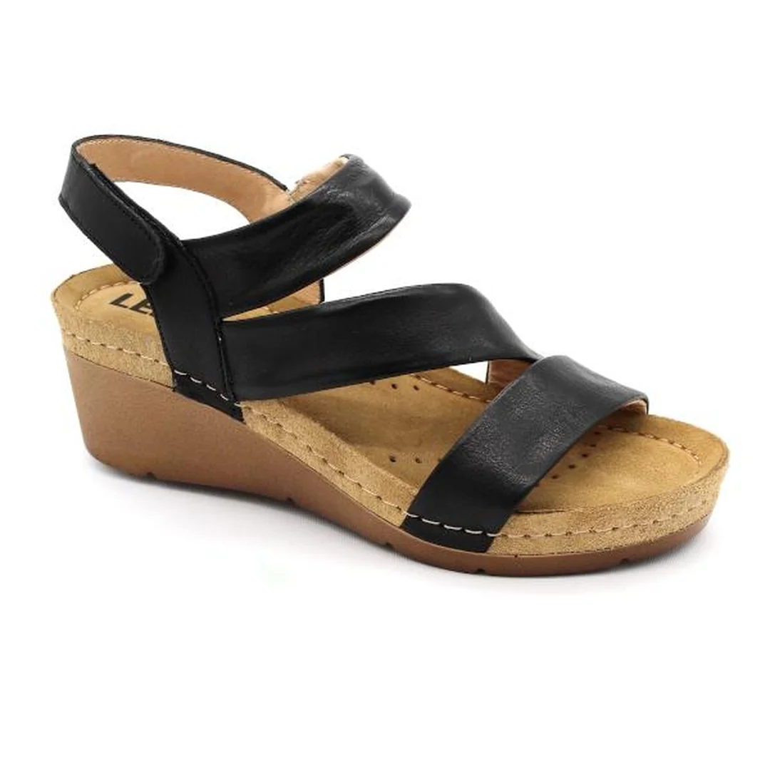 Leon 1020 Zdravotné celokožené sandále - Čierna 38 - 24,5cm, čierna, 6,5 cm