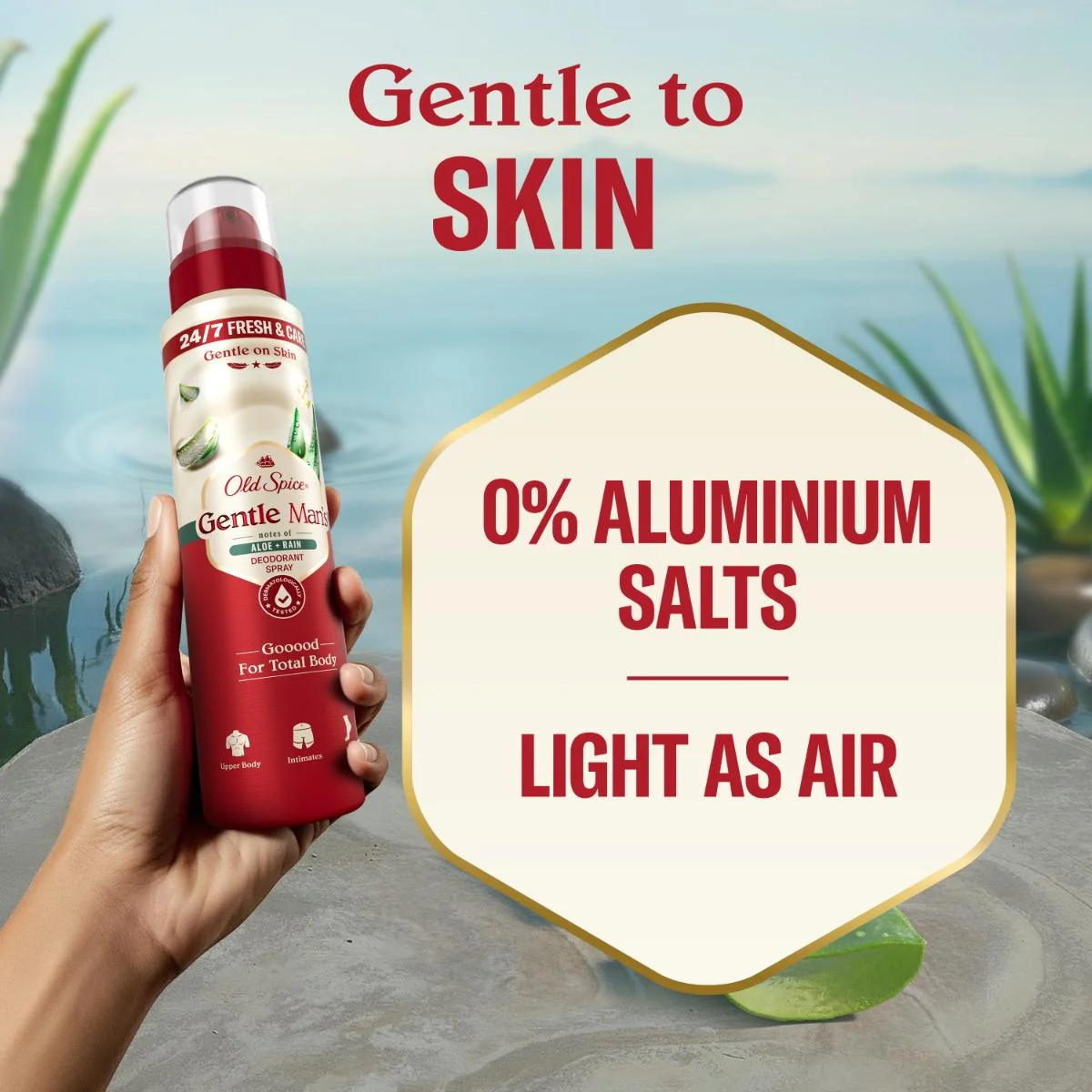 Old Spice Gentle Man's Aloe + Rain dezodorant v spreji 140 ml