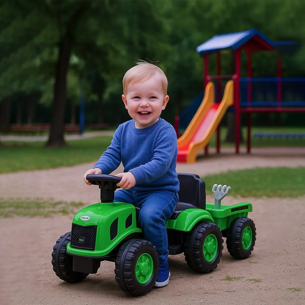 Detské odrážadlo traktor s vlečkou a náradim Baby Mix Benny