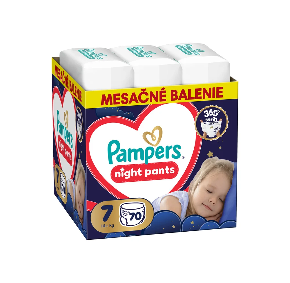 Pampers Pants Night plienkové nohavičky veľkosť 7, 15kg+ 70 ks