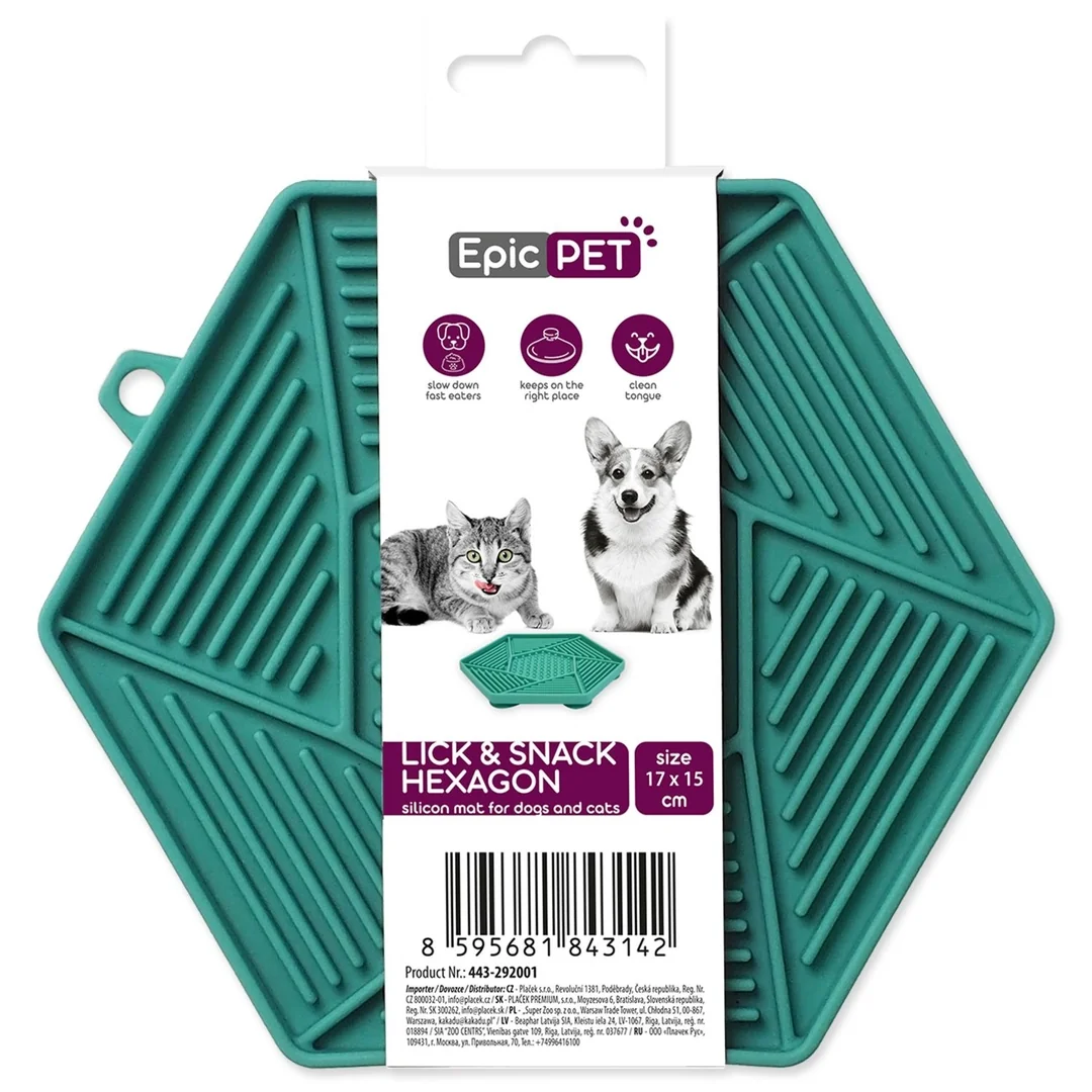 Podložka lízacia Epic Pet Lick&Snack hexagon svetlo zelený 17x15cm
