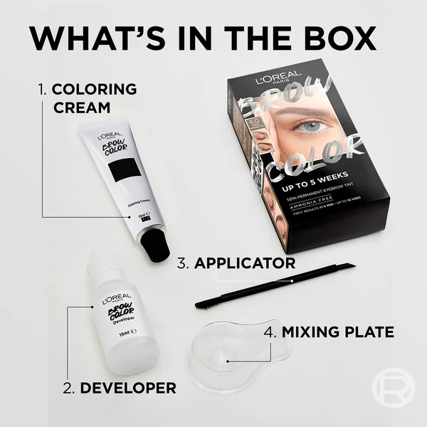 L'Oréal Paris Brow Color 1.0 Black semi-permanentná farba na obočie 1×1 ks, farba na obočie