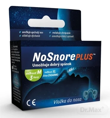 NOSNORE PLUS Silikónová vložka do nosa 1×1 set, veľkosť M, 3 ks + veľkosť XL 1 ks ZADARMO