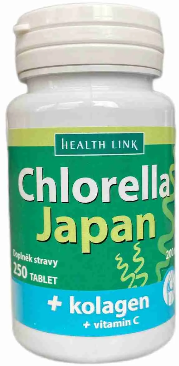 Health link Chlorella Japan s kolagénom 1×250 tbl, chlorella s kolagénom