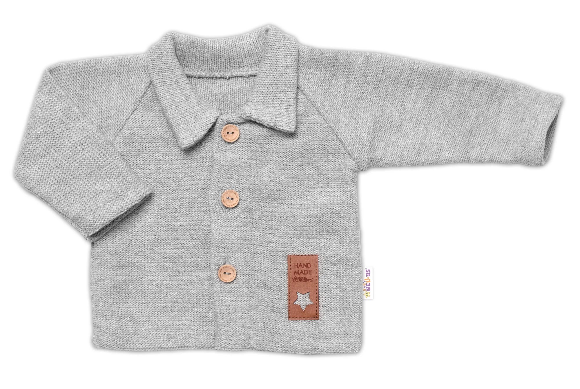 Pletený svetrík s gombíkmi Boy, Baby Nellys, sivý, veľ. 62