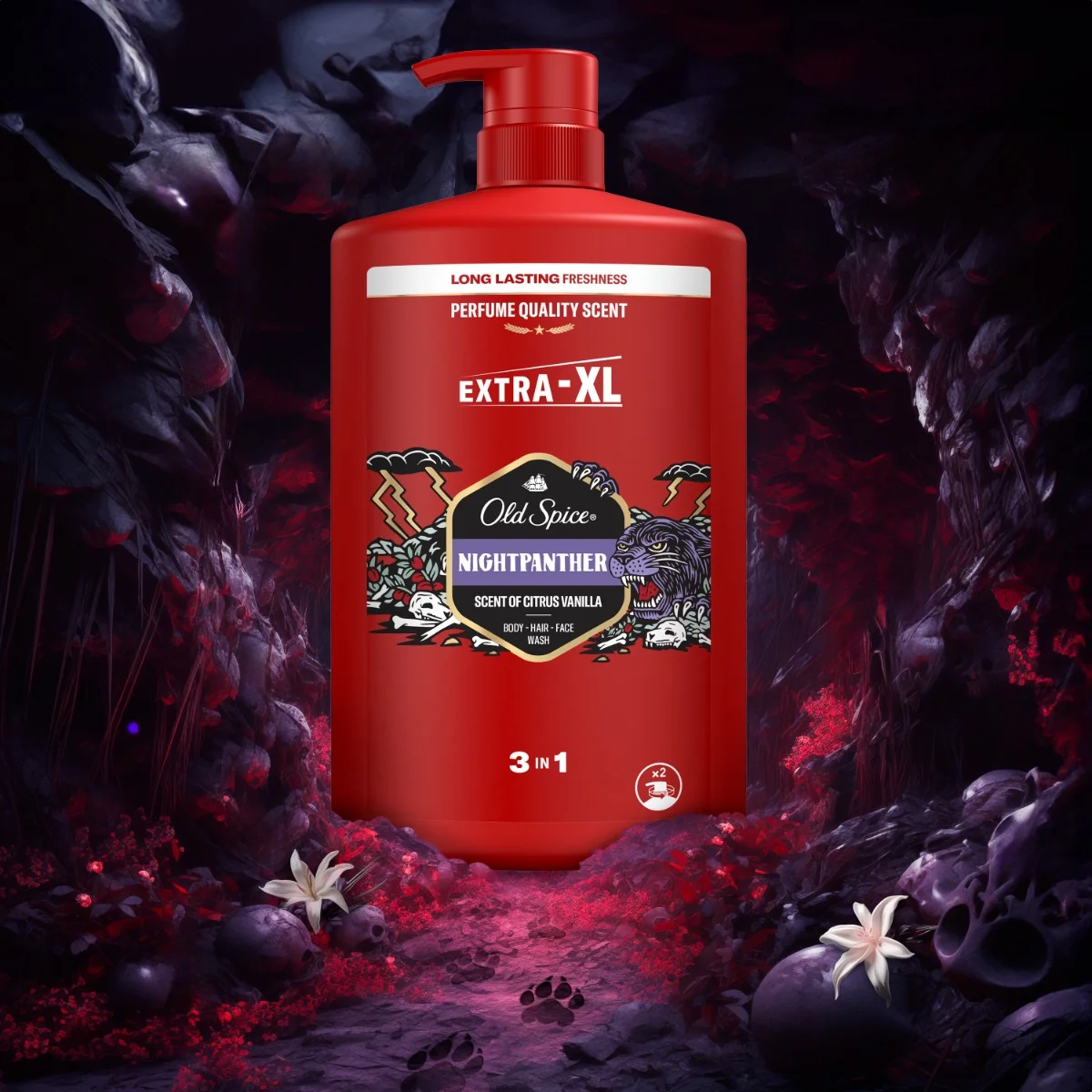 Old Spice Night Panther sprchový gél a šampón 1×1000 ml, sprchový gél a šampón