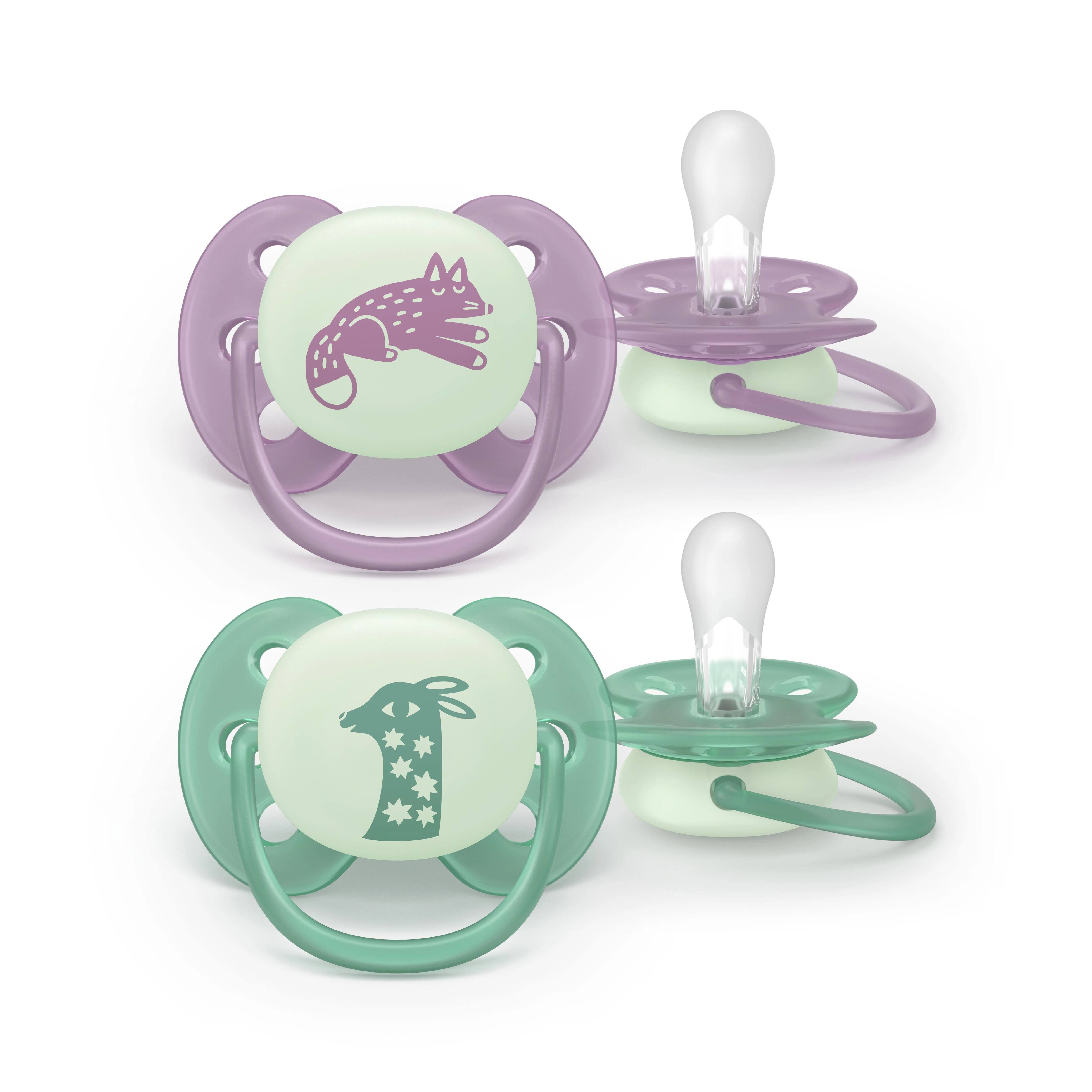 Philips AVENT - SCF094/04 ultrasoft soother nightime, 6-18m, deco neutral 2 ks