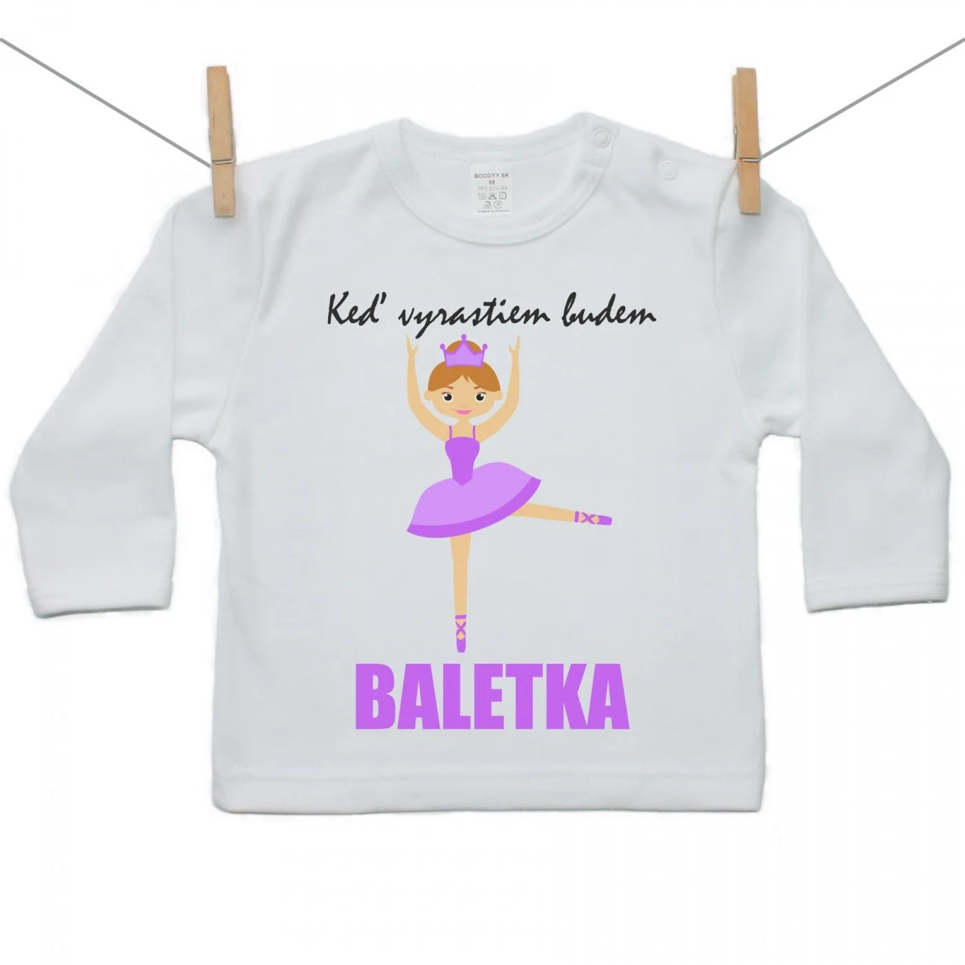 Boodyy Tričko s dlhým rukávom Keď vyrastiem budem baletka Veľkosť: 116
