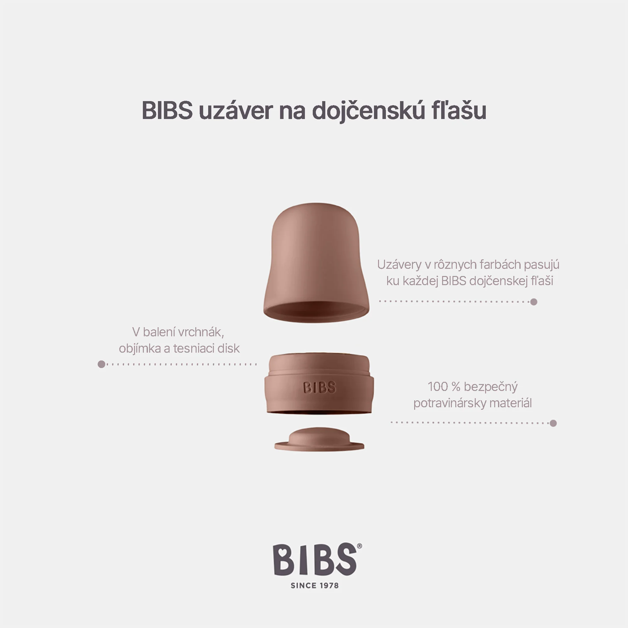 BIBS uzáver na dojčenskú fľašu Dusky Lilac