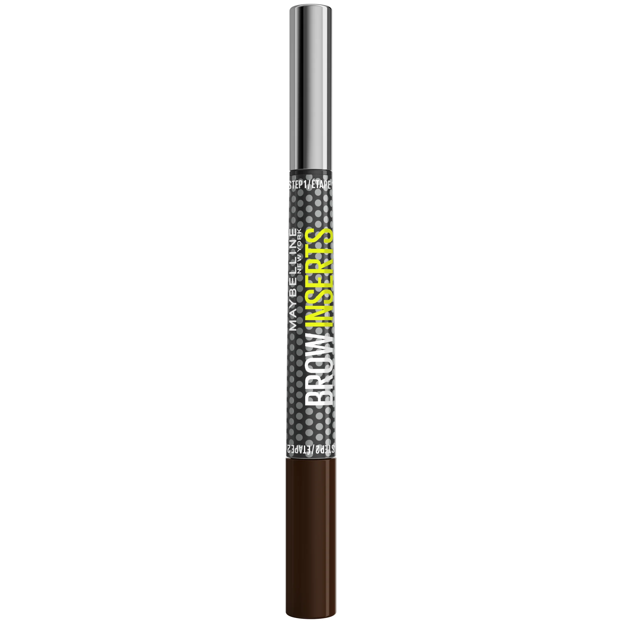 Maybelline New York Brow Inserts Ash Brown 4.5 obojstranná fixka na obočie s trojitým hrotom a farbiacim gélom, 1 ks 1 ks