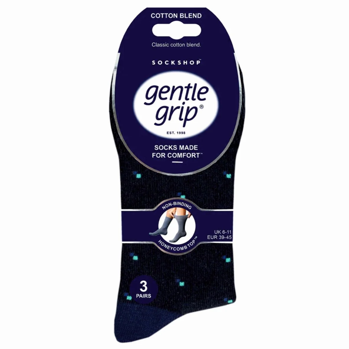 Pánske 3 páry bavlnené ponožky Gentle Grip FOUNDRY široký lem bez gumičiek Veľkosť ponožiek 39-45