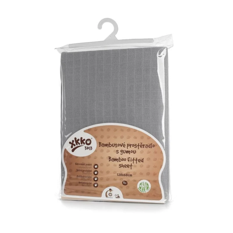 XKKO BMB plachta s gumou do postieľky 120x60 strieborná